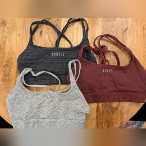 NOBULL Trio Sports Bra Set - Charcoal, Burgundy, Light Gray